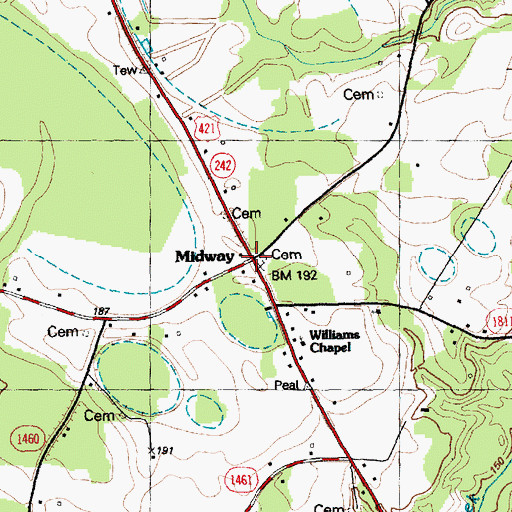 Topographic Map of Midway, NC