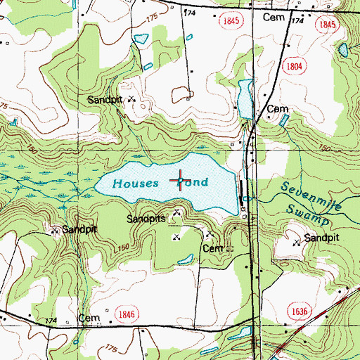 Topographic Map of Houses Pond, NC