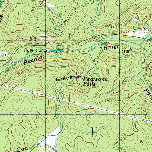 Topographic Map of Pearsons Falls, NC