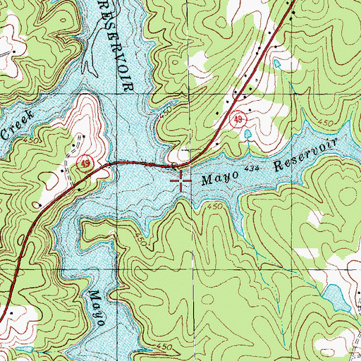 Topographic Map of Mayo Reservoir, NC