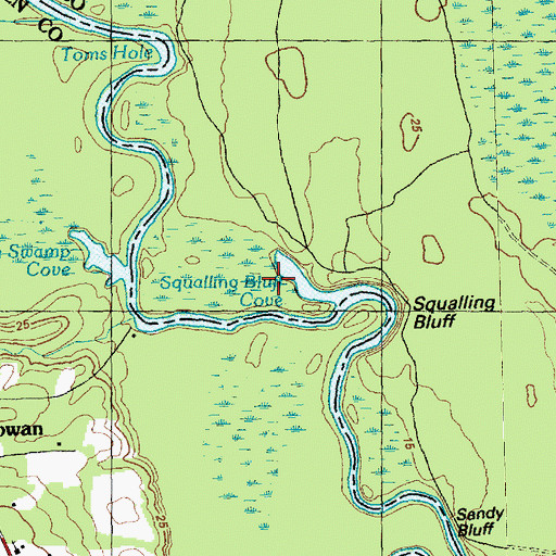 Topographic Map of Squalling Bluff Cove, NC