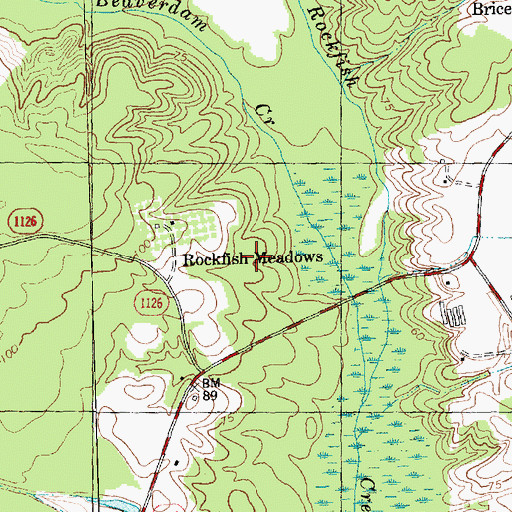 Topographic Map of Rockfish Meadows, NC