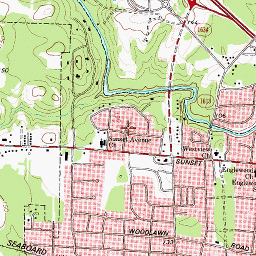 Topographic Map of Woodridge, NC