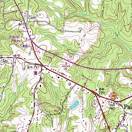 Topographic Map of Brandywine Estates, NC