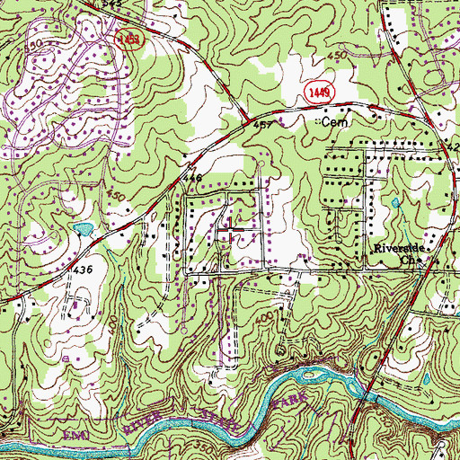Topographic Map of Heritage Heights, NC