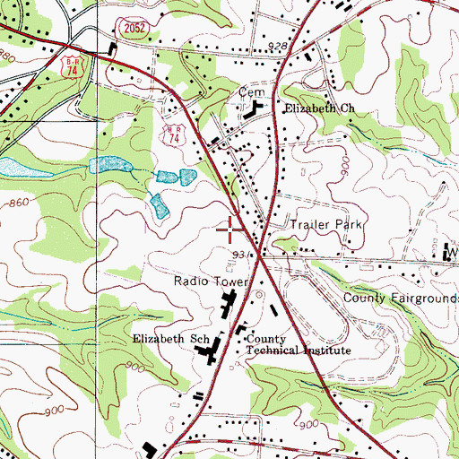 Topographic Map of Holbrook, NC