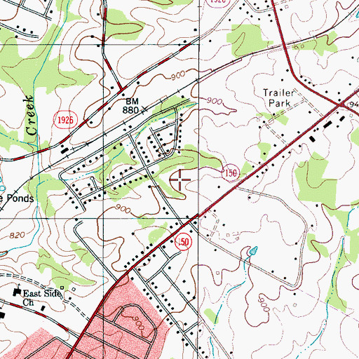 Topographic Map of Kenmon Acres, NC
