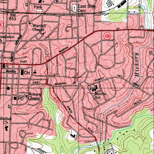 Topographic Map of Sprangler Apartments, NC