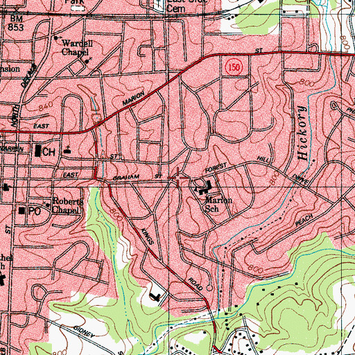 Topographic Map of Chestnut Apartments, NC