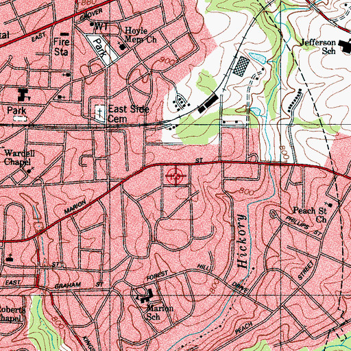 Topographic Map of Briarwood Townhouses, NC