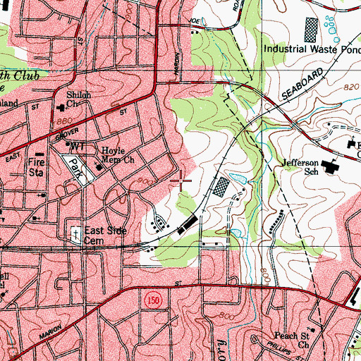 Topographic Map of Fullerton Apartments, NC