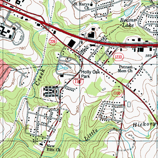 Topographic Map of The Meadow Apartments, NC