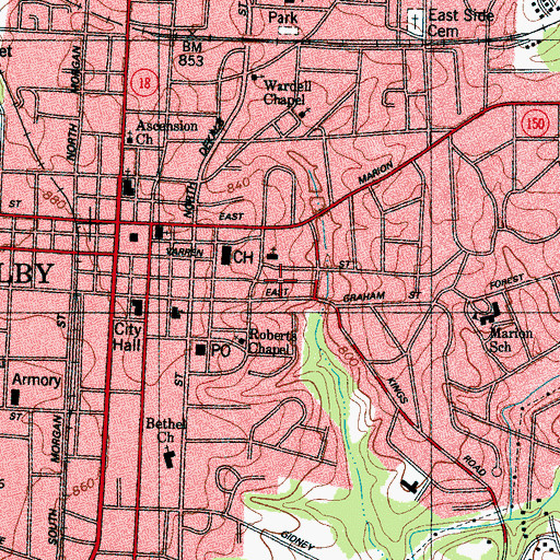 Topographic Map of Hickory Creek Apartments, NC