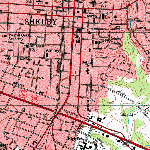 Topographic Map of Gilbert Green Apartments, NC