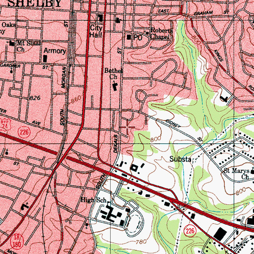 Topographic Map of Idlewild Terrace Apartments, NC