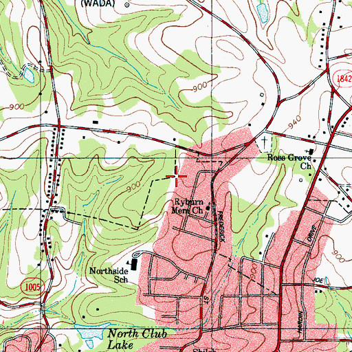 Topographic Map of Pinehurst Acres, NC