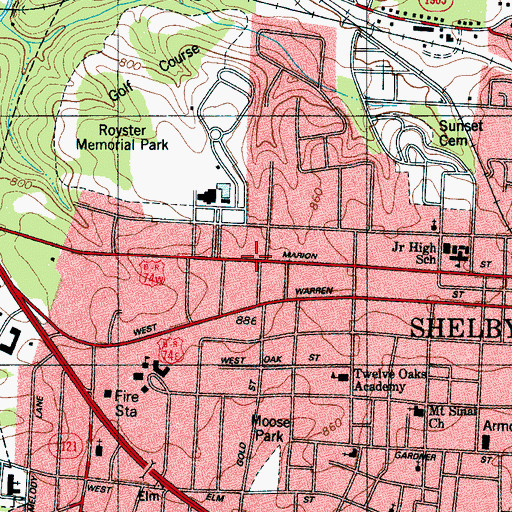 Topographic Map of Carosel Apartments, NC