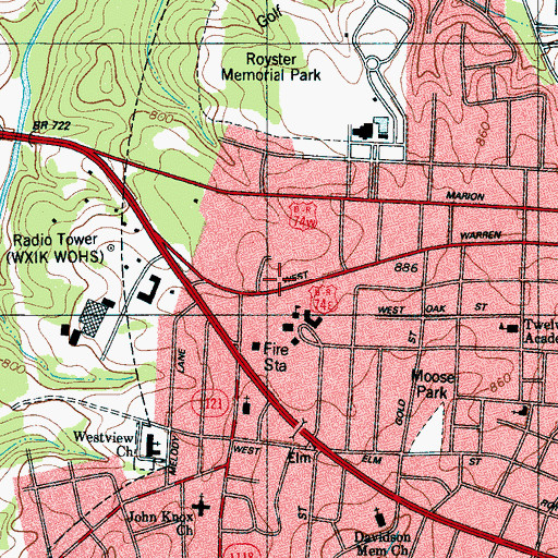 Topographic Map of Stone Hedge Apartments, NC