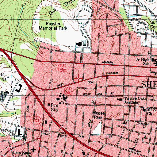 Topographic Map of Sharon Apartments, NC