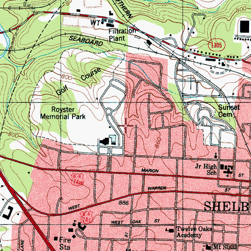 Topographic Map of Thompson Garden, NC