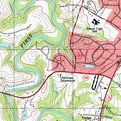 Topographic Map of Camden Acres, NC