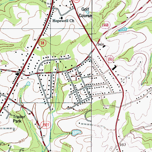 Topographic Map of Vestavia, NC