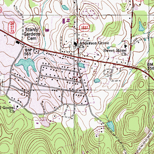 Topographic Map of Anderson Heights, NC