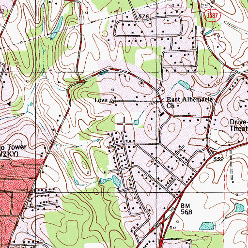 Topographic Map of Eastwood Park, NC