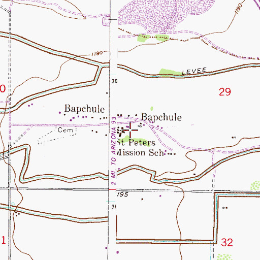 Topographic Map of Bapchule, AZ
