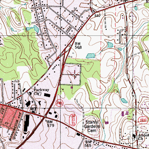 Topographic Map of Heathwood, NC