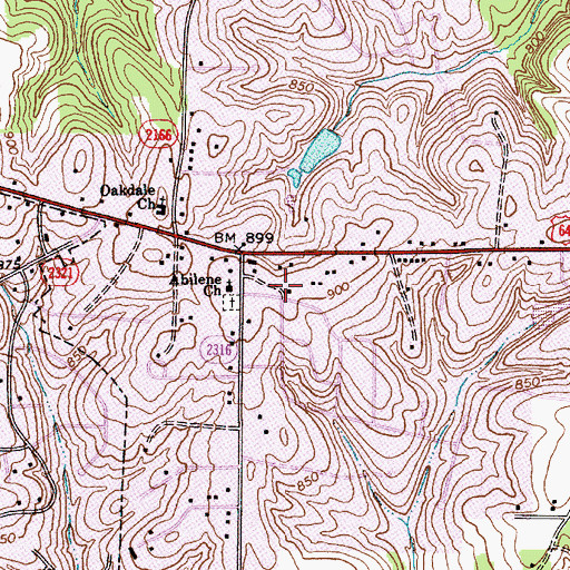 Topographic Map of Cedar Hills, NC