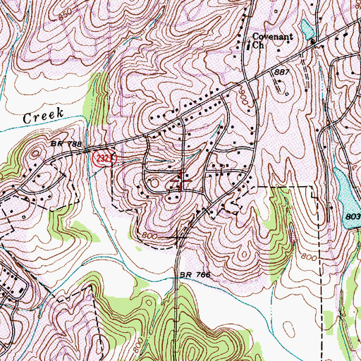 Topographic Map of Mitchell Aire, NC