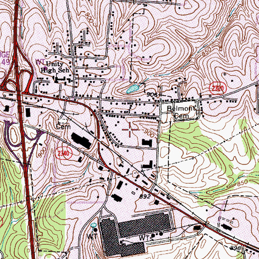 Topographic Map of Belmont, NC