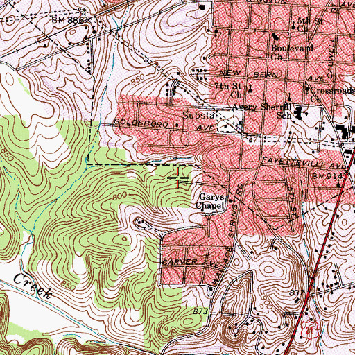 Topographic Map of Washington Heights, NC