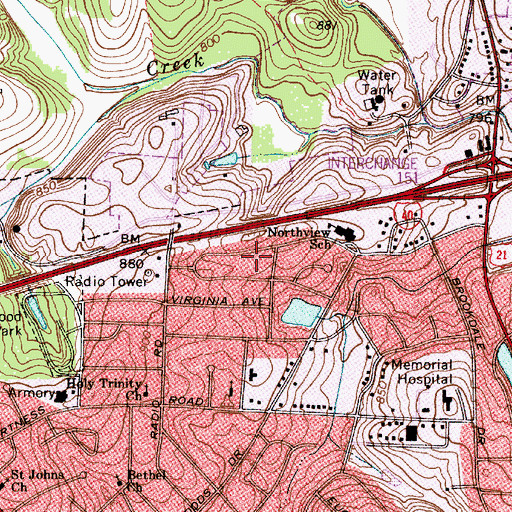 Topographic Map of Northview, NC