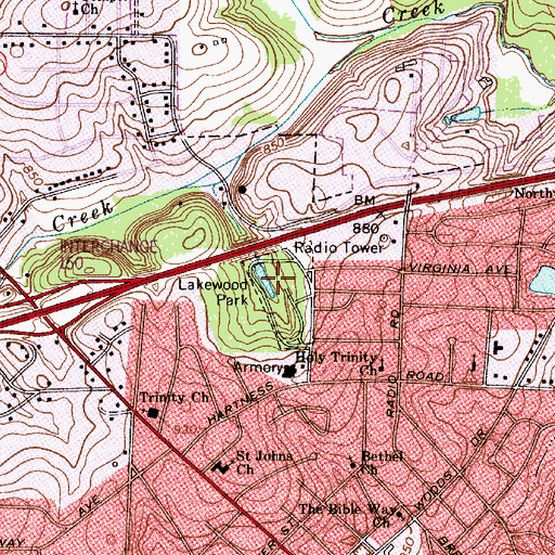 Topographic Map of Lakeside, NC