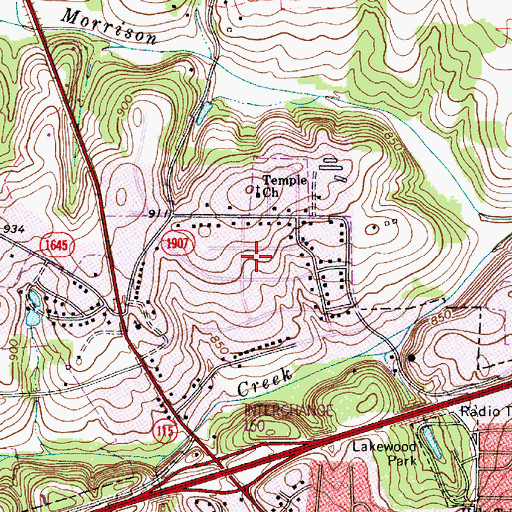 Topographic Map of Beverly Heights, NC