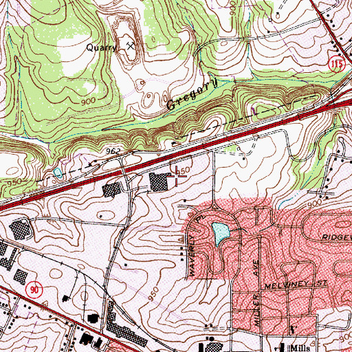 Topographic Map of Wendover Hills, NC