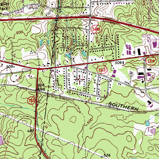 Topographic Map of West Hills, NC