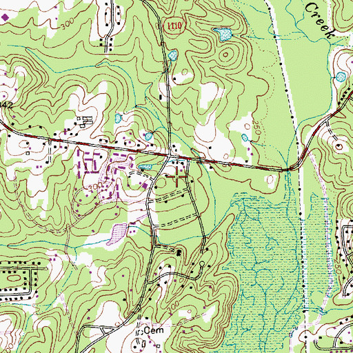 Topographic Map of Hickory Oaks, NC