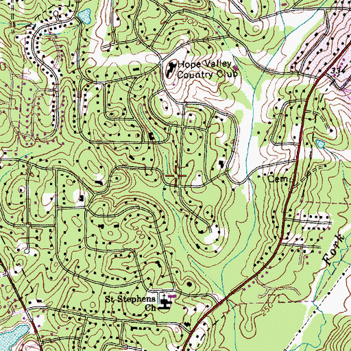 Topographic Map of New Hope Valley, NC