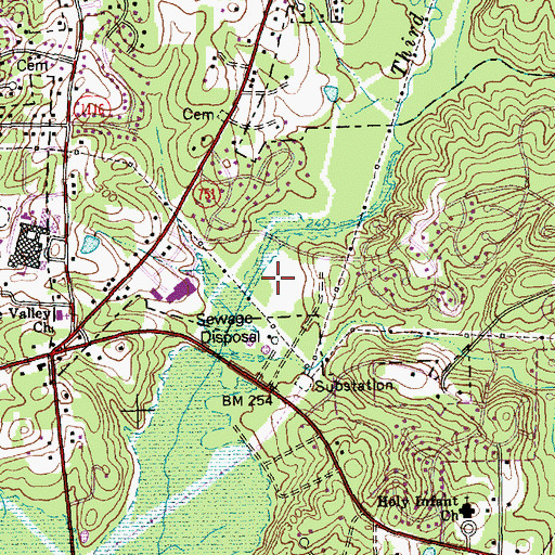 Topographic Map of Woodcroft, NC