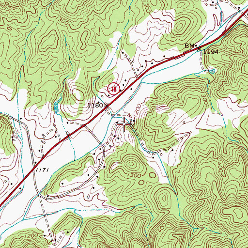 Topographic Map of Cedar Rock Estates, NC
