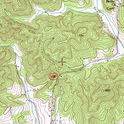 Topographic Map of Laurel Hollow, NC