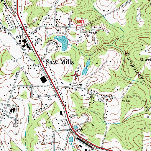Topographic Map of Pinewood, NC