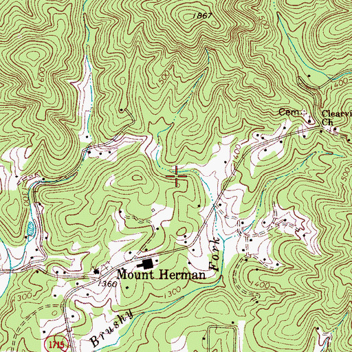 Topographic Map of Maple Valley, NC
