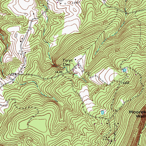 Topographic Map of Tory Falls, NC