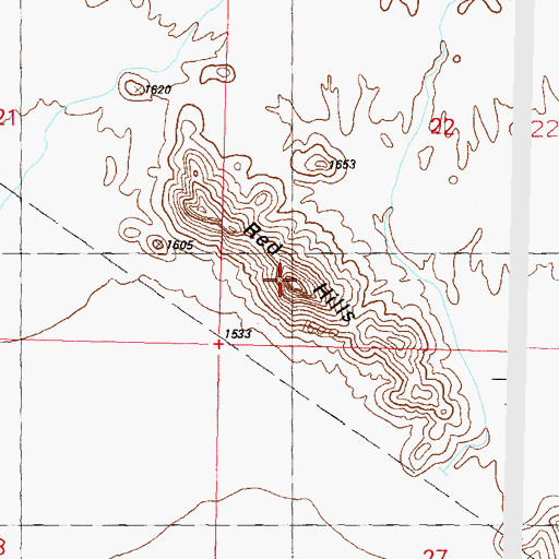 Topographic Map of Red Hills, AZ