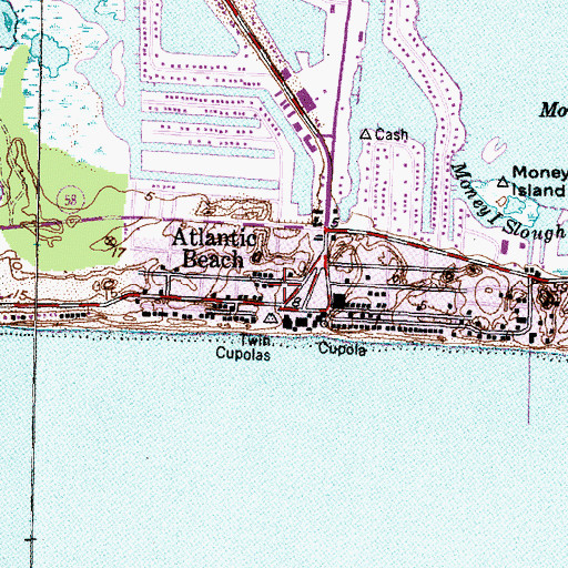 Topographic Map of Atlantic Beach, NC