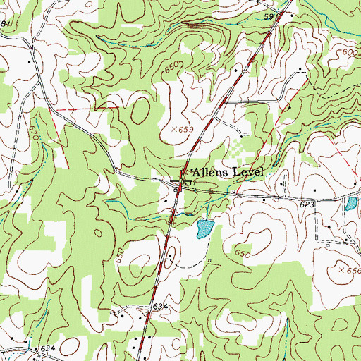 Topographic Map of Allens Level, NC